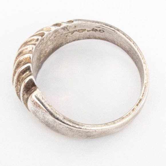 Vintage Sterling Silver Mexico Ribbed Shell Ring Size 10 Stamped Dome Swirl MEX - Picture 3 of 5